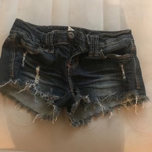 Blue jean shorts with rips